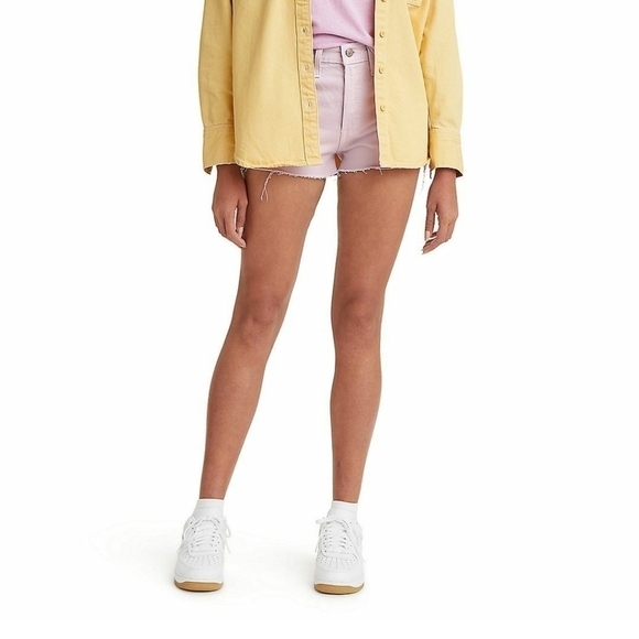 Levi's 501 High Rise Cotton Lilac Button Fly Shorts Sz 31 - Picture 2 of 9